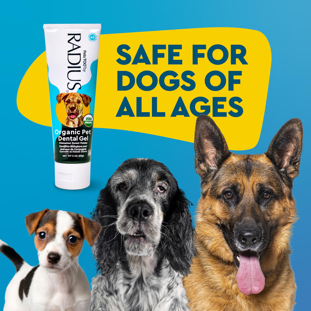 Radius pasta dental canina cuidado natural sin químicos agresivos.