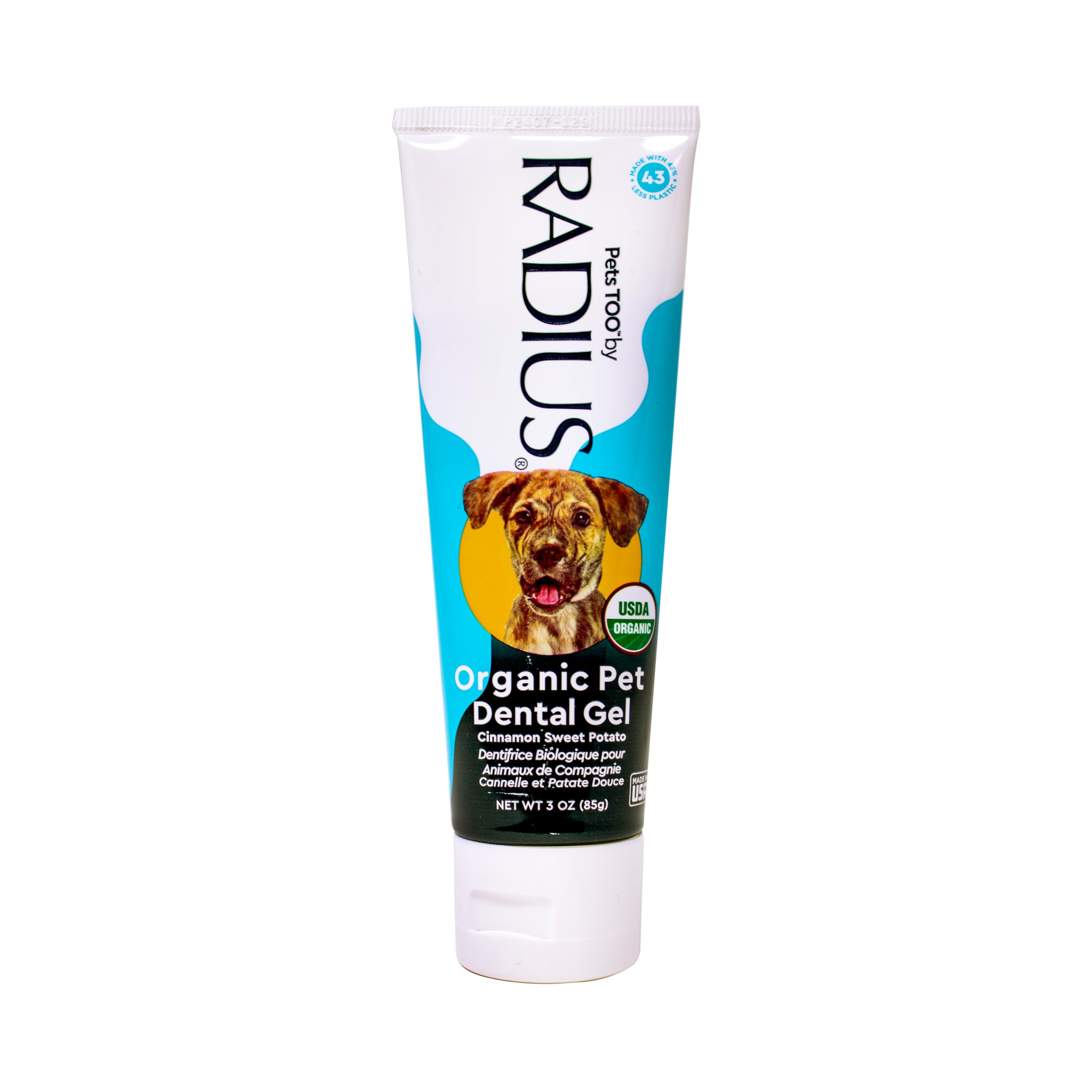 Radius pasta dental canina sin químicos agresivos para higiene suave.