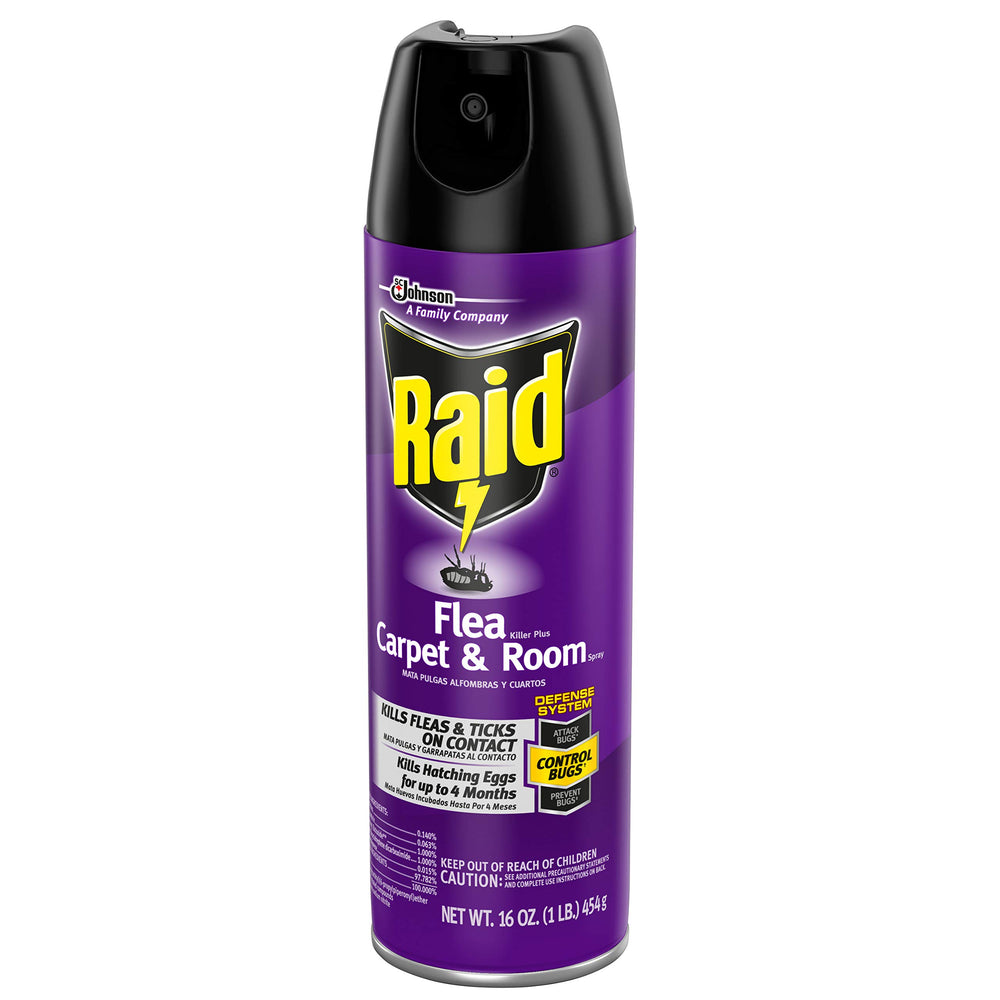 Raid Flea Killer, rociado en zonas de descanso de la mascota para controlar pulgas.