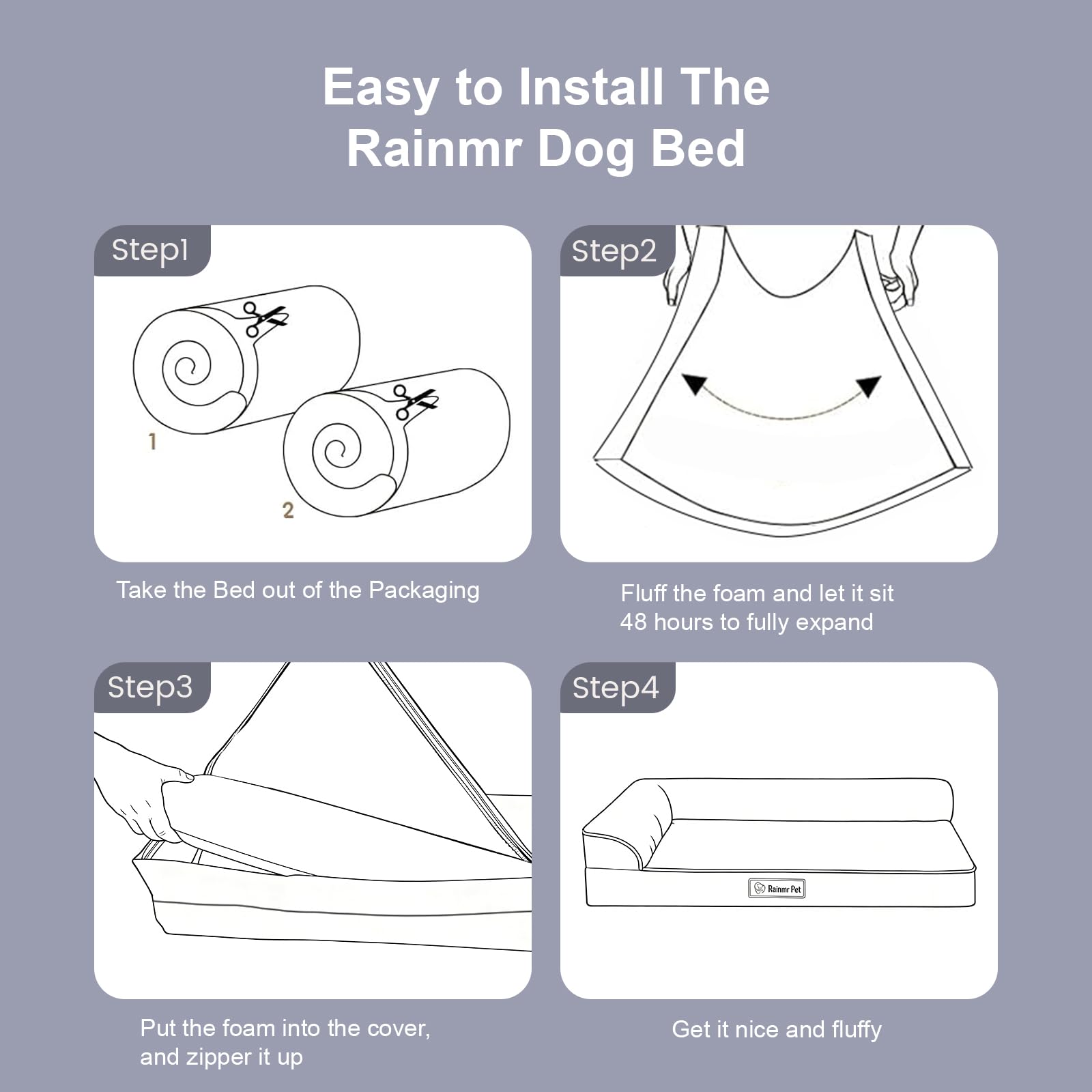 Rainmr cama ortopédica dimensiones 30x20x6 pulgadas para perros pequeños y medianos