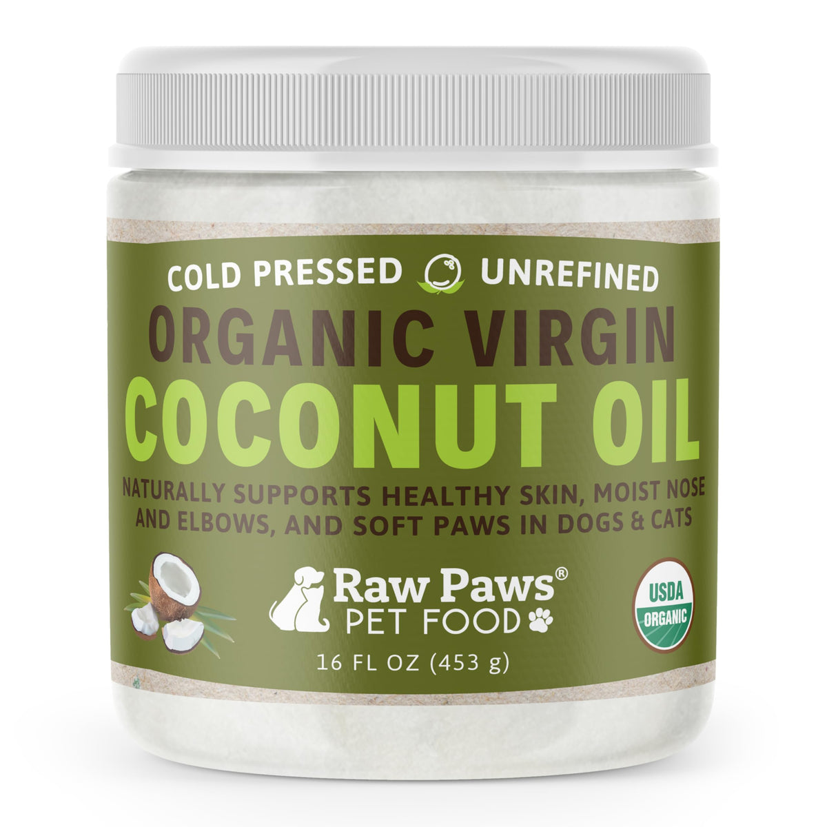 Raw Paws Aceite de Coco Orgánico Virgen en bote para piel suave