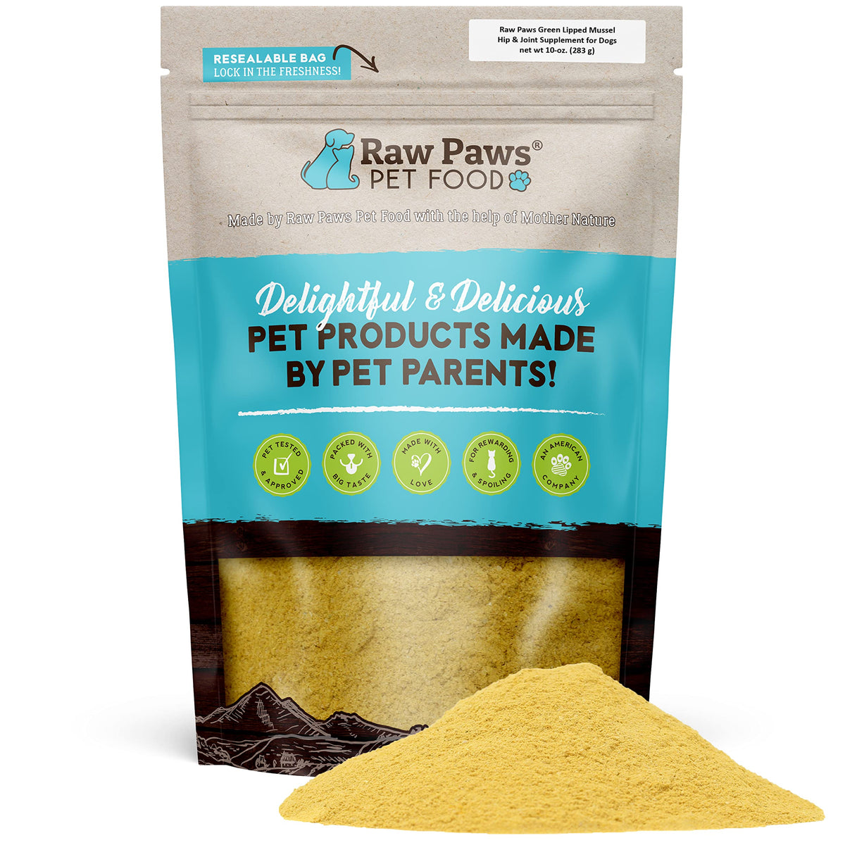 Raw Paws mejillón verde envase polvo 10oz para articulaciones saludables