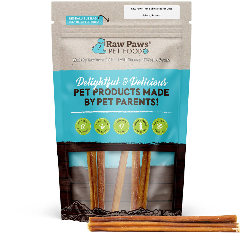 Raw Paws Palitos Finos para perros pequeños, 6 pulgadas, masticado de larga duración.