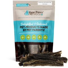 Raw Paws palitos de tripa de cordero verde para perros, sabor natural y crujiente.