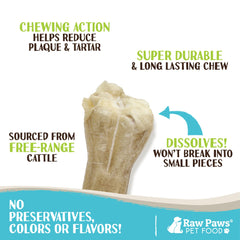 Raw Paws paquete de diez unidades, masticables de larga duración para perros grandes.