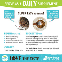Raw Paws Hidratación de patas y pelaje con aceite de coco orgánico