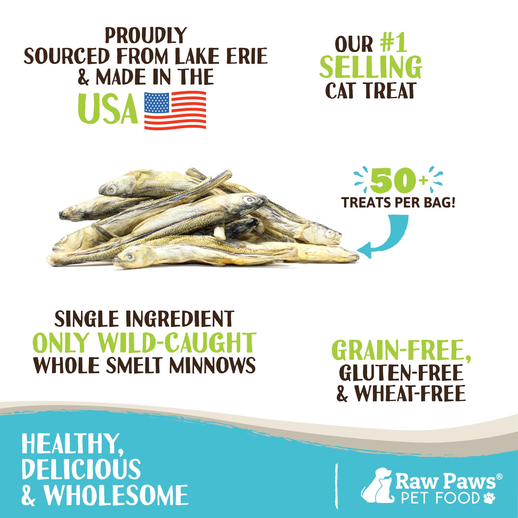 Raw Paws pececillos liofilizados, detalle de la caja, snack natural para mascotas.