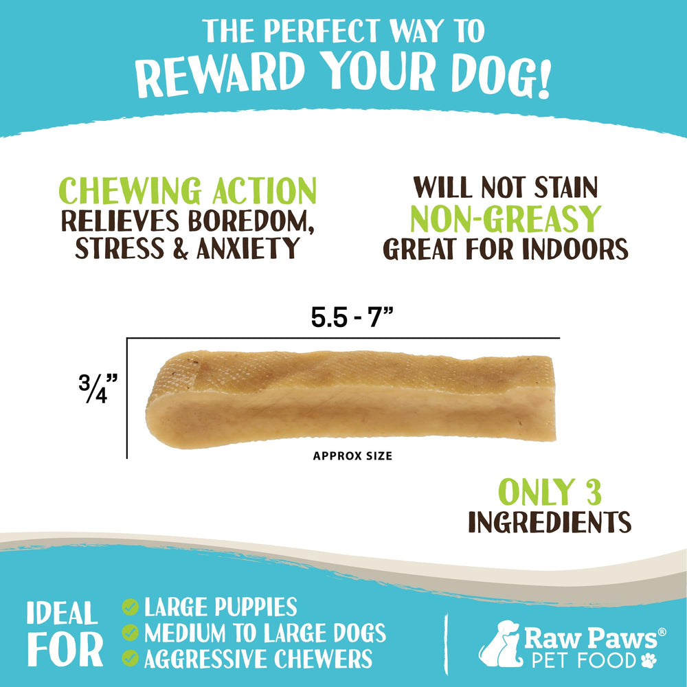 Raw Paws Yak Chews sabor leche natural y bajo olor para perros