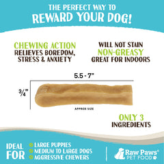 Raw Paws Yak Chews sabor leche natural y bajo olor para perros