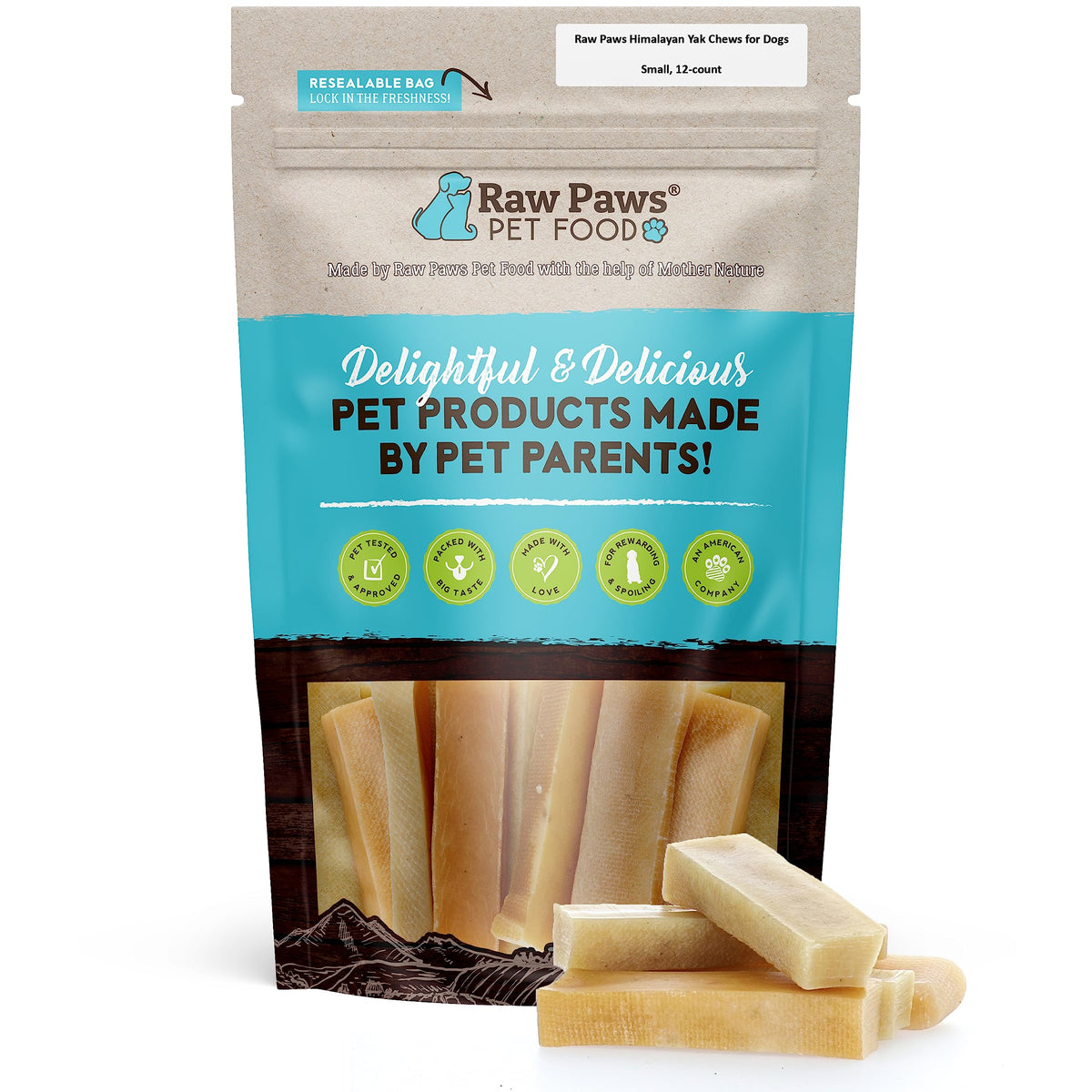 Raw Paws masticables de yak Himalayo para perros pequeños en empaque de 12, ideal para morder