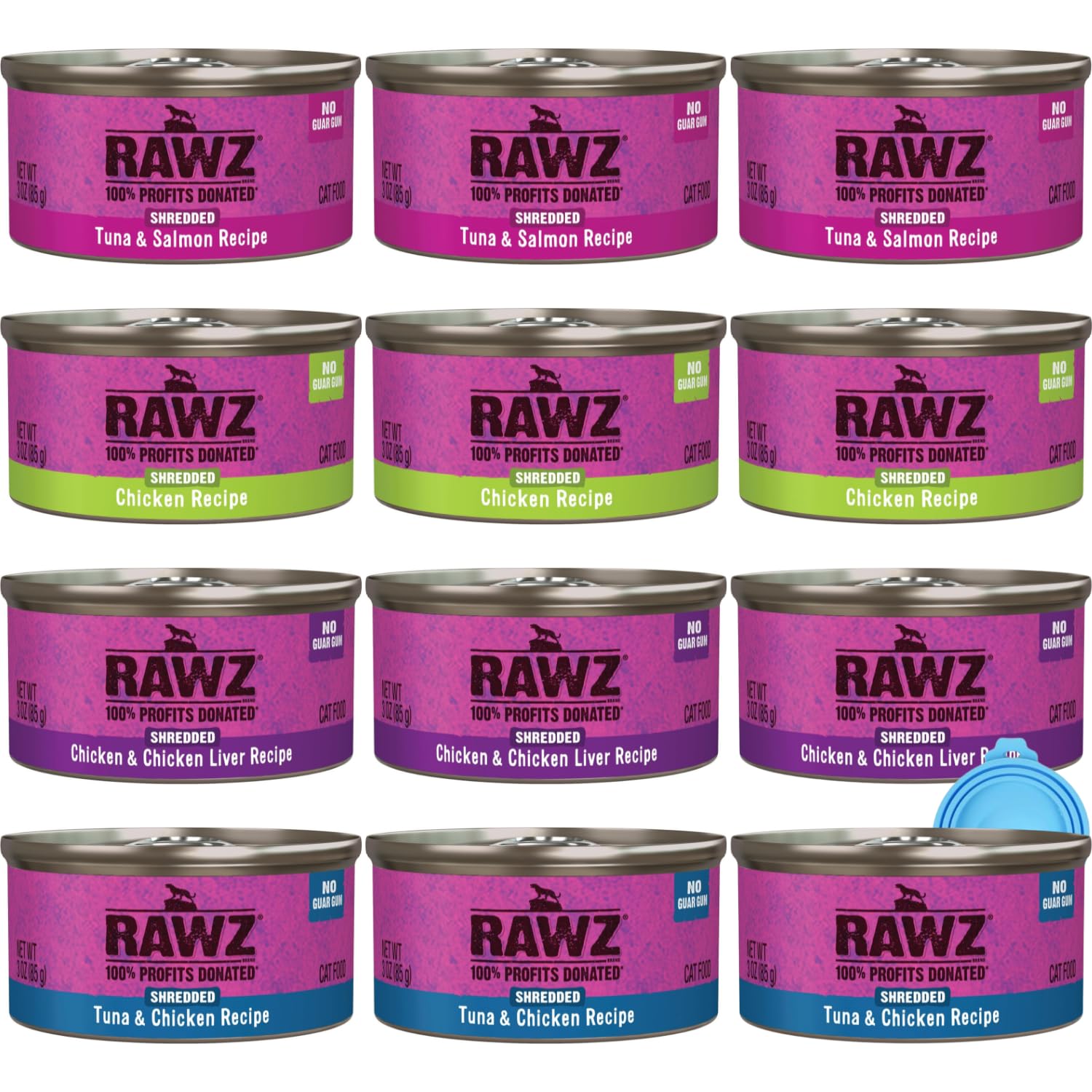Rawz gato lata 3oz con atún y salmón, sabor delicioso para gatos