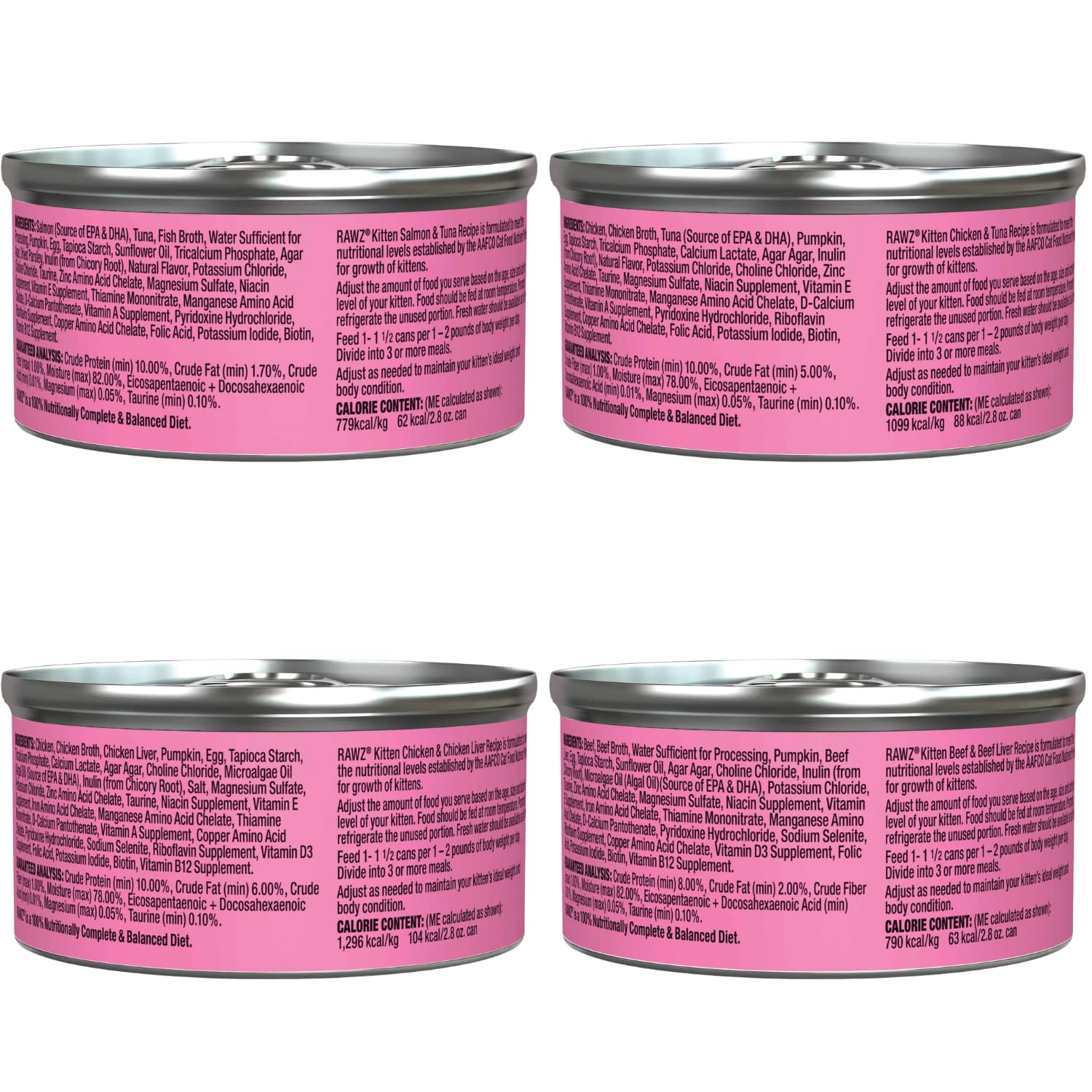 Rawz paté para gatitos con atún en lata, sabor suave.