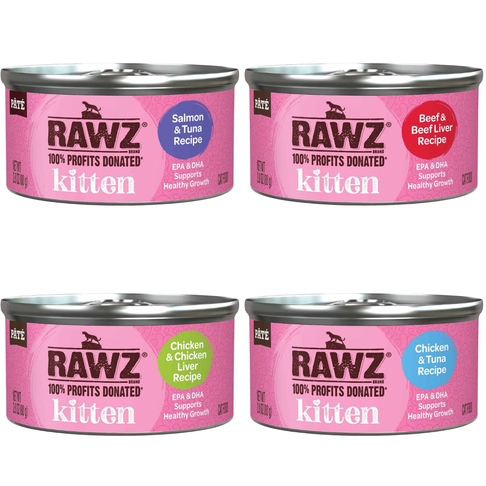 Rawz paté para gatitos con pollo en lata, opción sabrosa y nutritiva.
