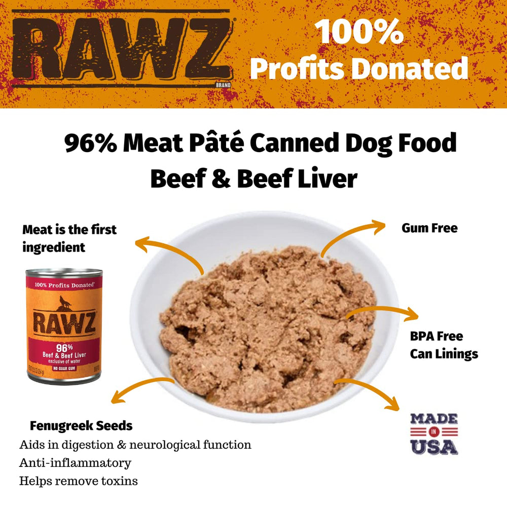 Rawz lata 12,5 oz hígado de res, sabor para perros exigentes