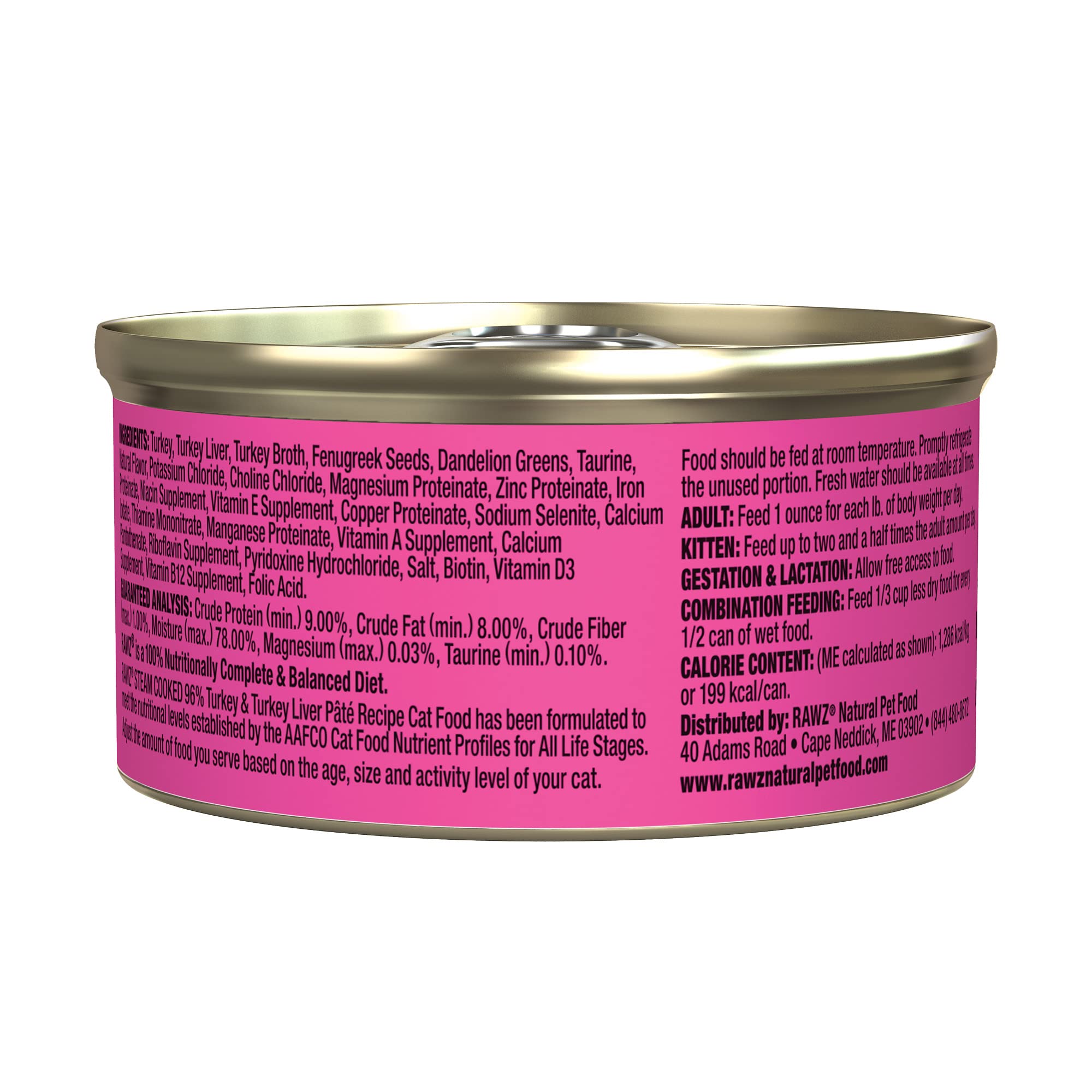 Rawz Paté de Pavo etiqueta: ingredientes naturales y sin gomas.