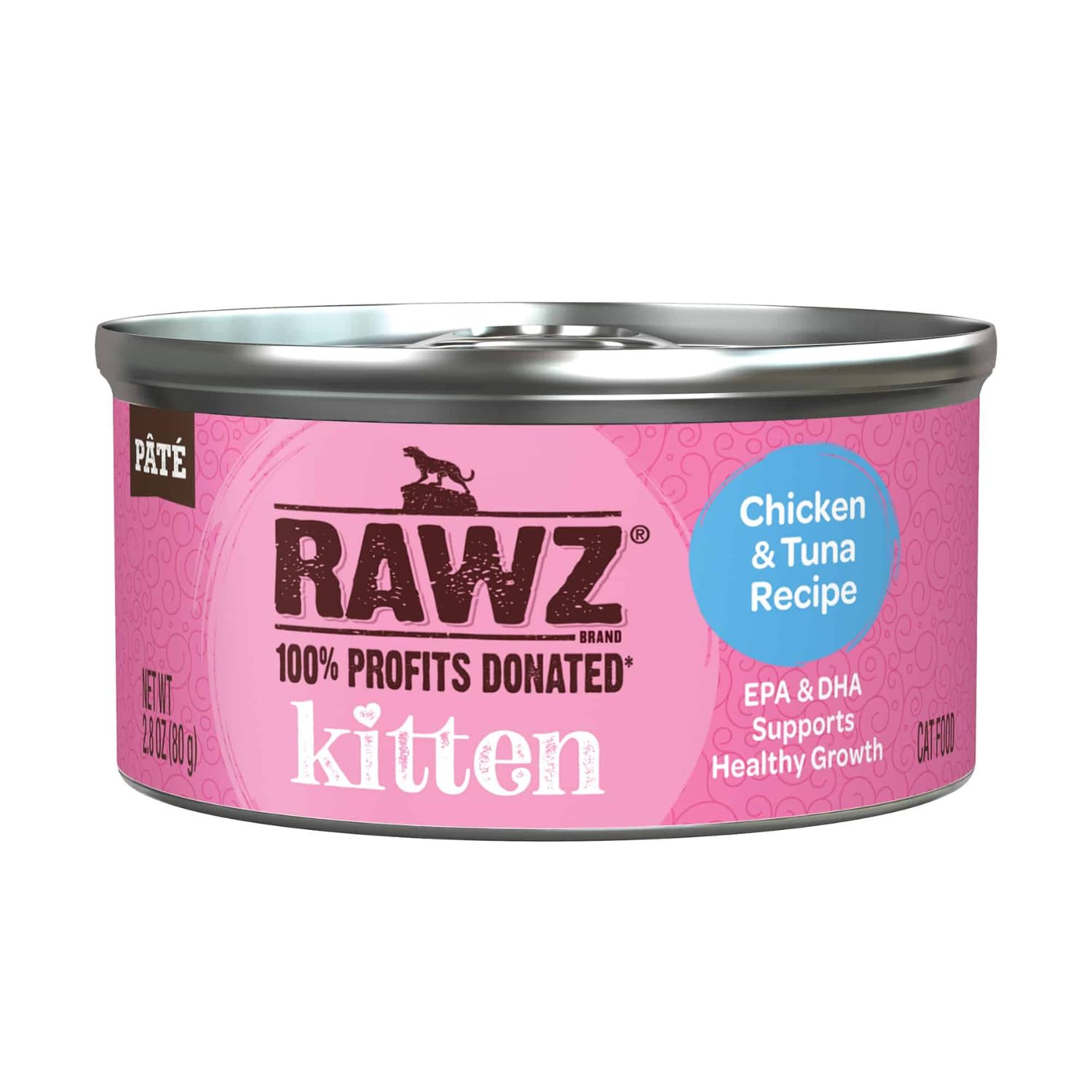 Variedad de sabores Rawz en latas para gatitos.