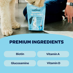 Ready Pet Go multivitamínico para perros, empaque de piezas masticables, apoyo a piel y pelaje