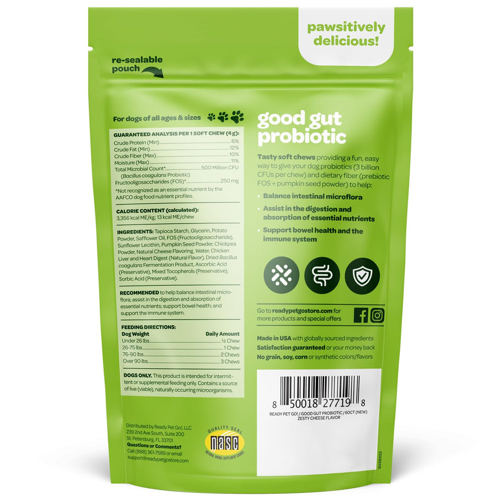 Gomitas probióticas Ready Pet Go masticables para perros fáciles de aceptar