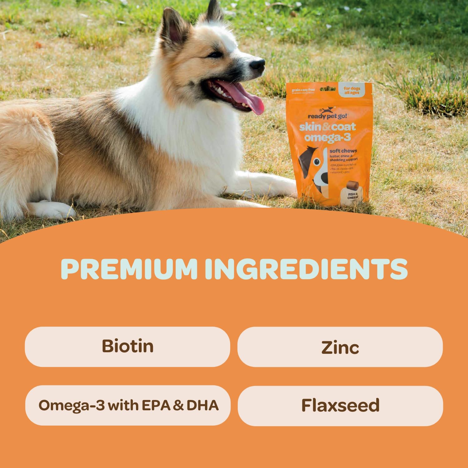 Ready Pet Go! vitaminas para perro con omega mejora movilidad y bienestar general.