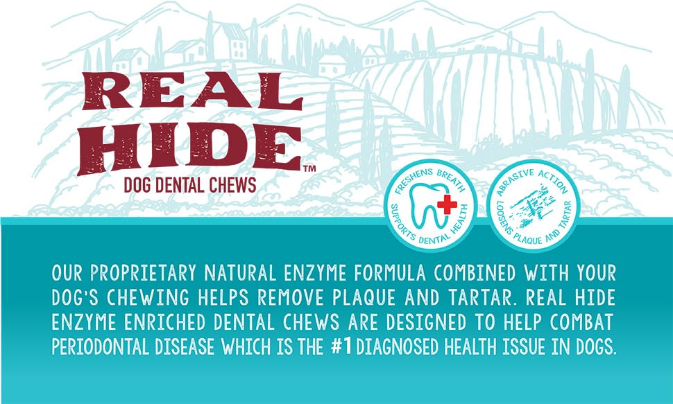 Real Hide masticables dentales para perros medianos y grandes, mejor higiene oral.