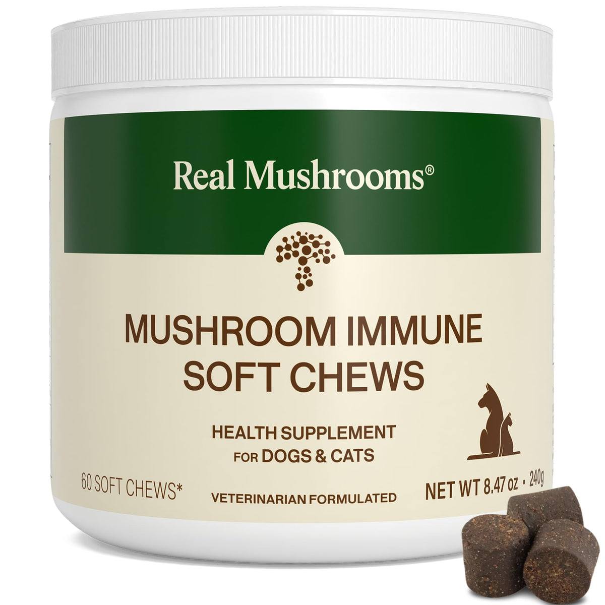 Real Mushrooms: bote-dosis-diaria, apoyo inmunitario diario para mascotas