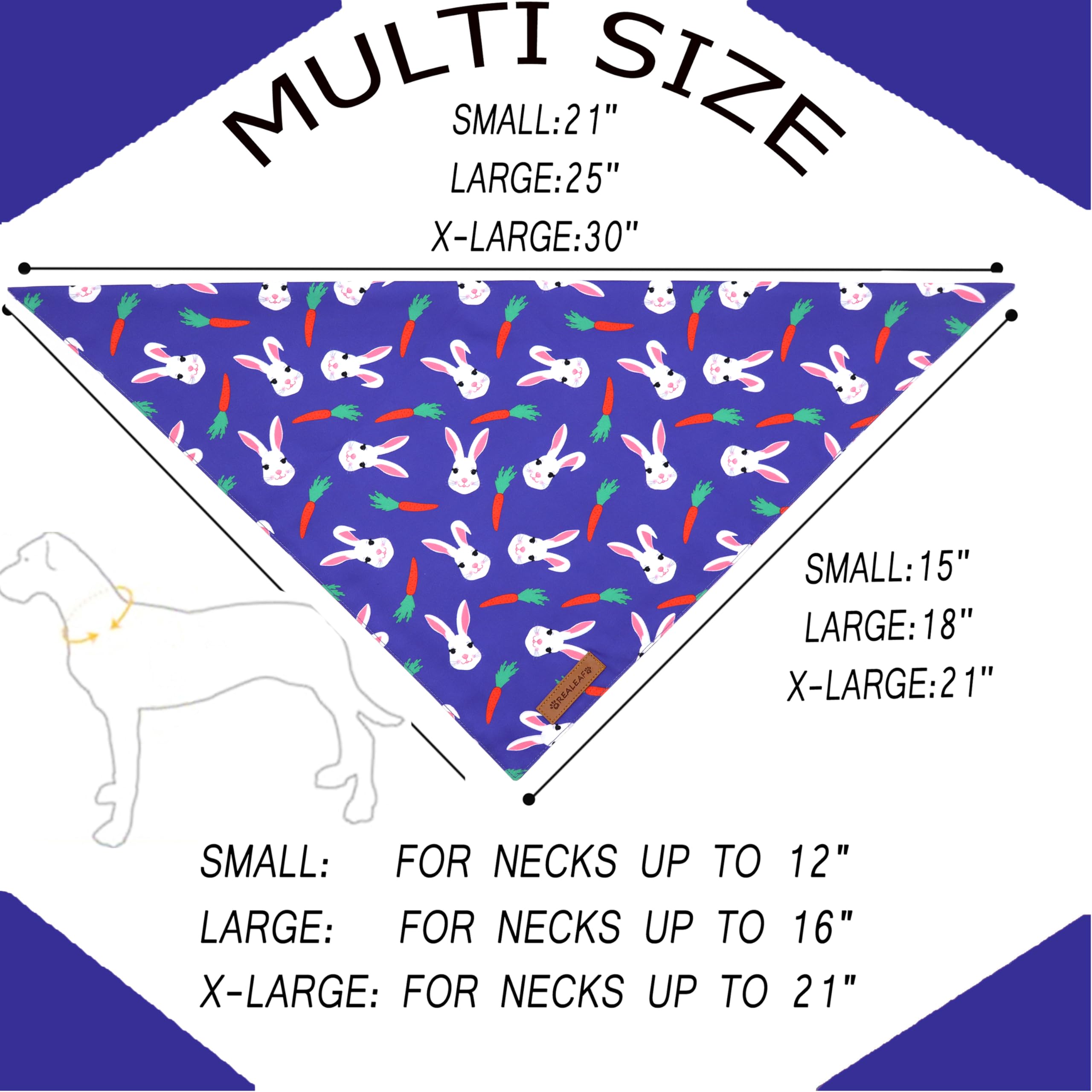 Bandana Realeaf reversible para perro, diseño festivo de Pascua.