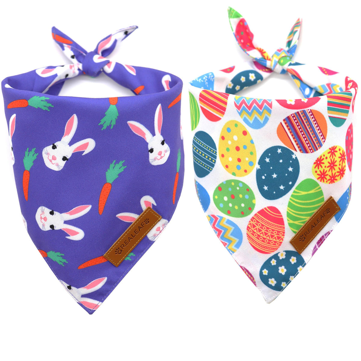 Bandanas Realeaf para perro con motivo de Pascua, pack de dos, ideal para fotos.