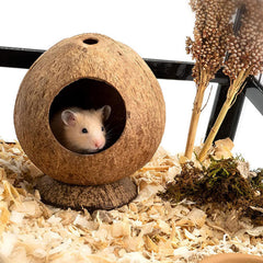 Rebecca online refugio hamster madera coco dimensiones 4.7x5.3 pulgadas: espacio cómodo.