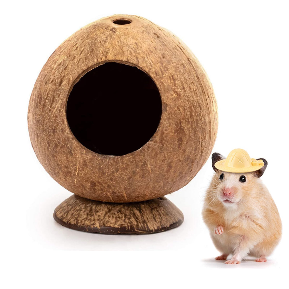 Rebecca online refugio hamster madera coco frontal: descanso natural y seguro para tu mascota.