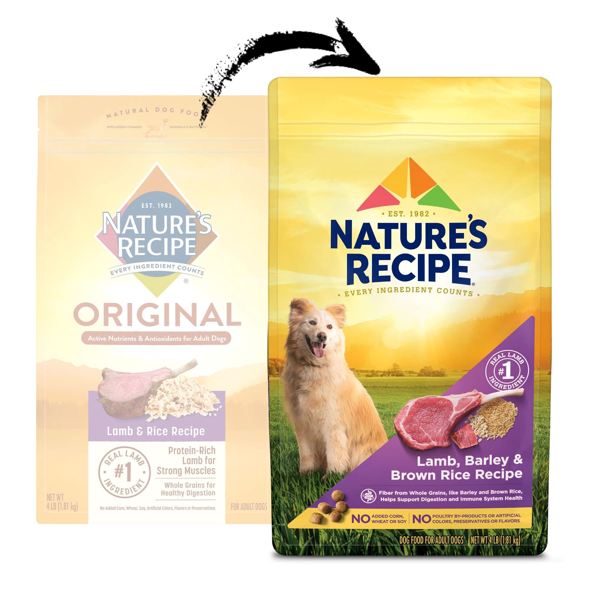 Croquetas Receta Naturaleza con cordero como ingrediente principal para músculos fuertes.