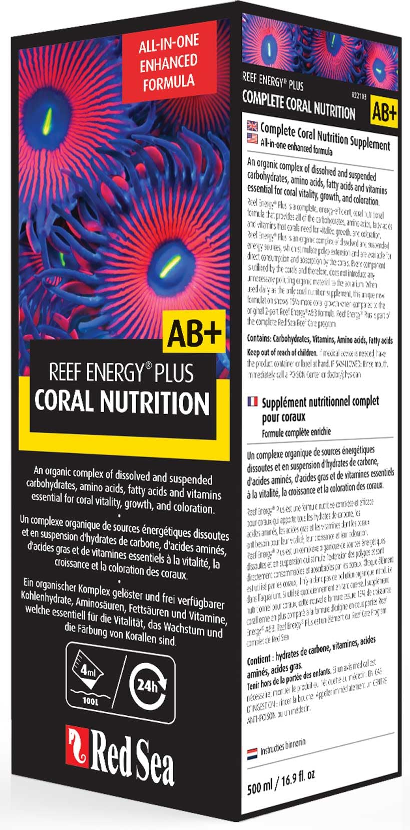 Red Sea Reef Energy Plus con dosificador automático para dosificación precisa.