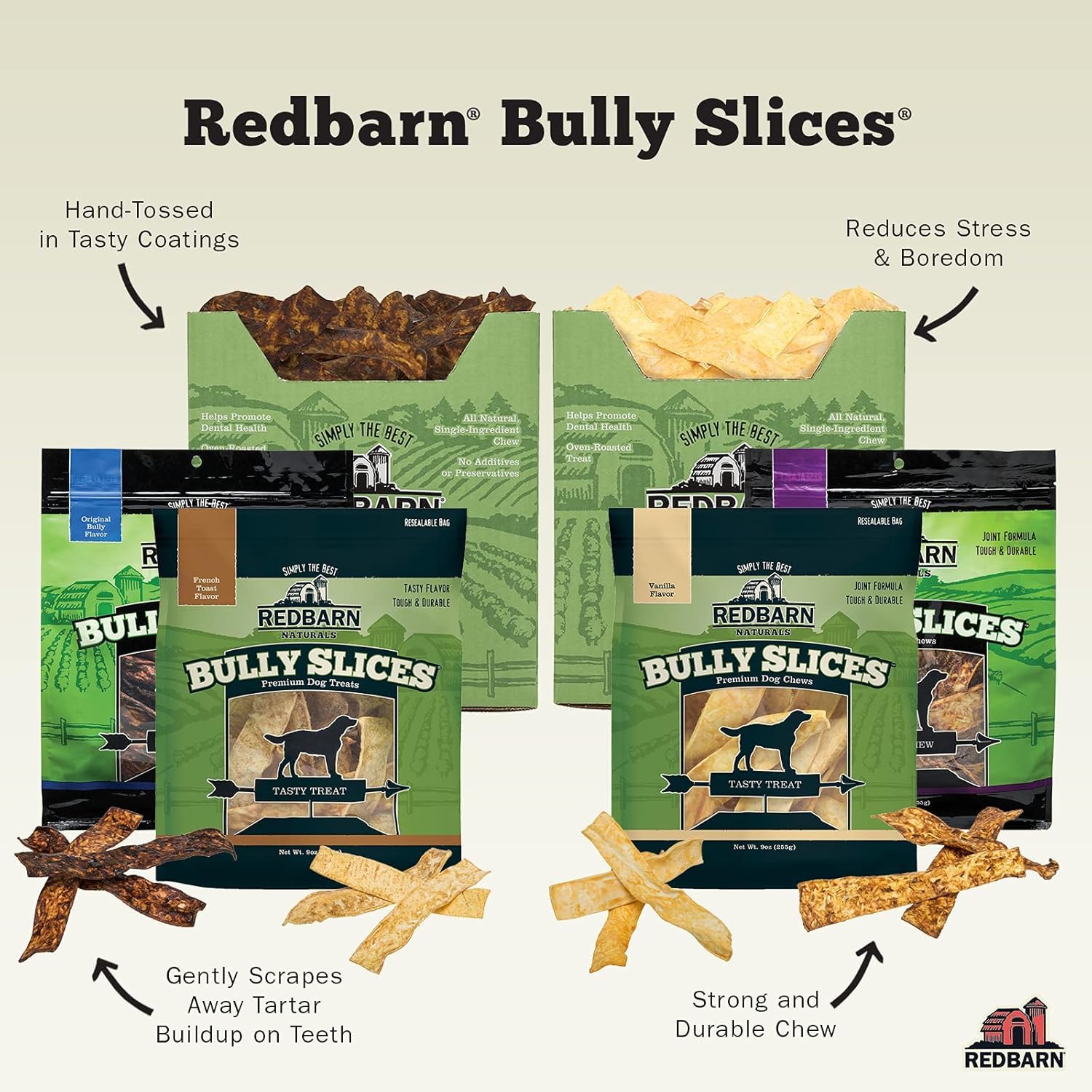 Redbarn Bully Slices elaborado en EE.UU., garantía de calidad