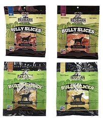 Redbarn Bully Slices para perros en empaque variedad 4x9 oz, ideal como premio.