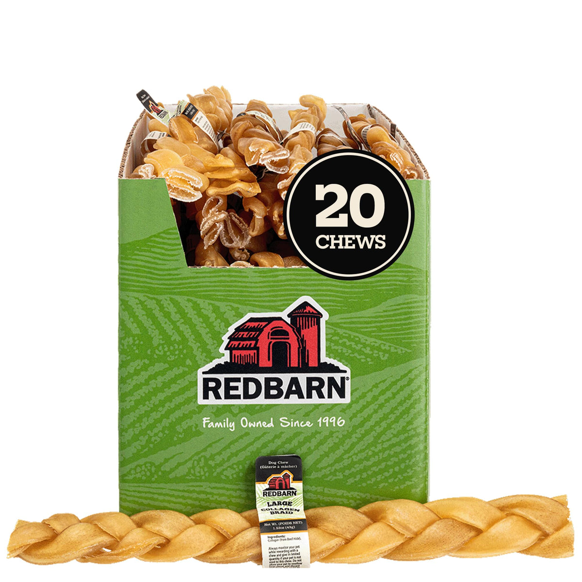 Redbarn Colágeno de Res: palitos de 12 pulgadas para masticación prolongada.