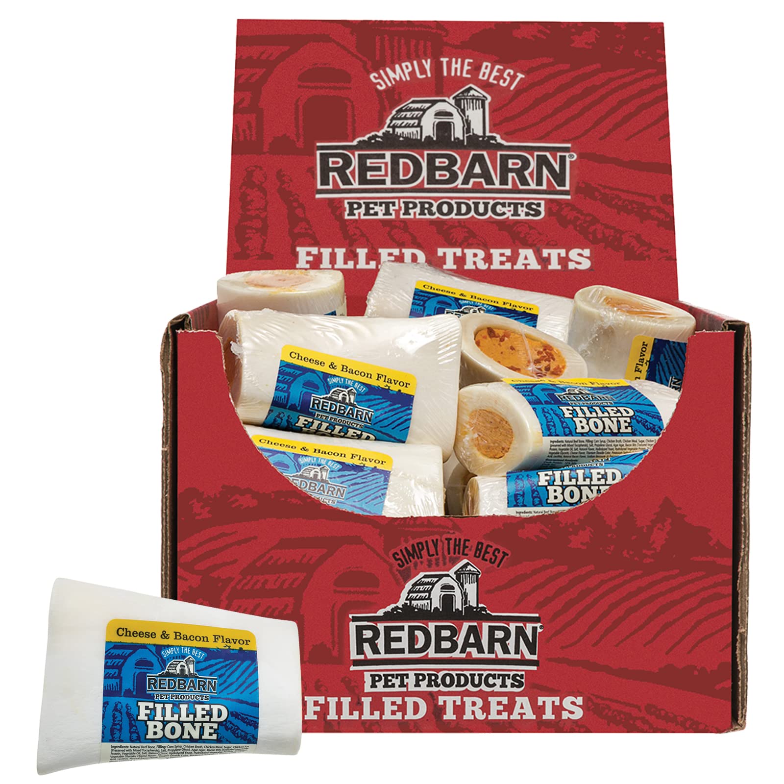 Redbarn hueso relleno dental de 3 pulgadas para masticar y entretener