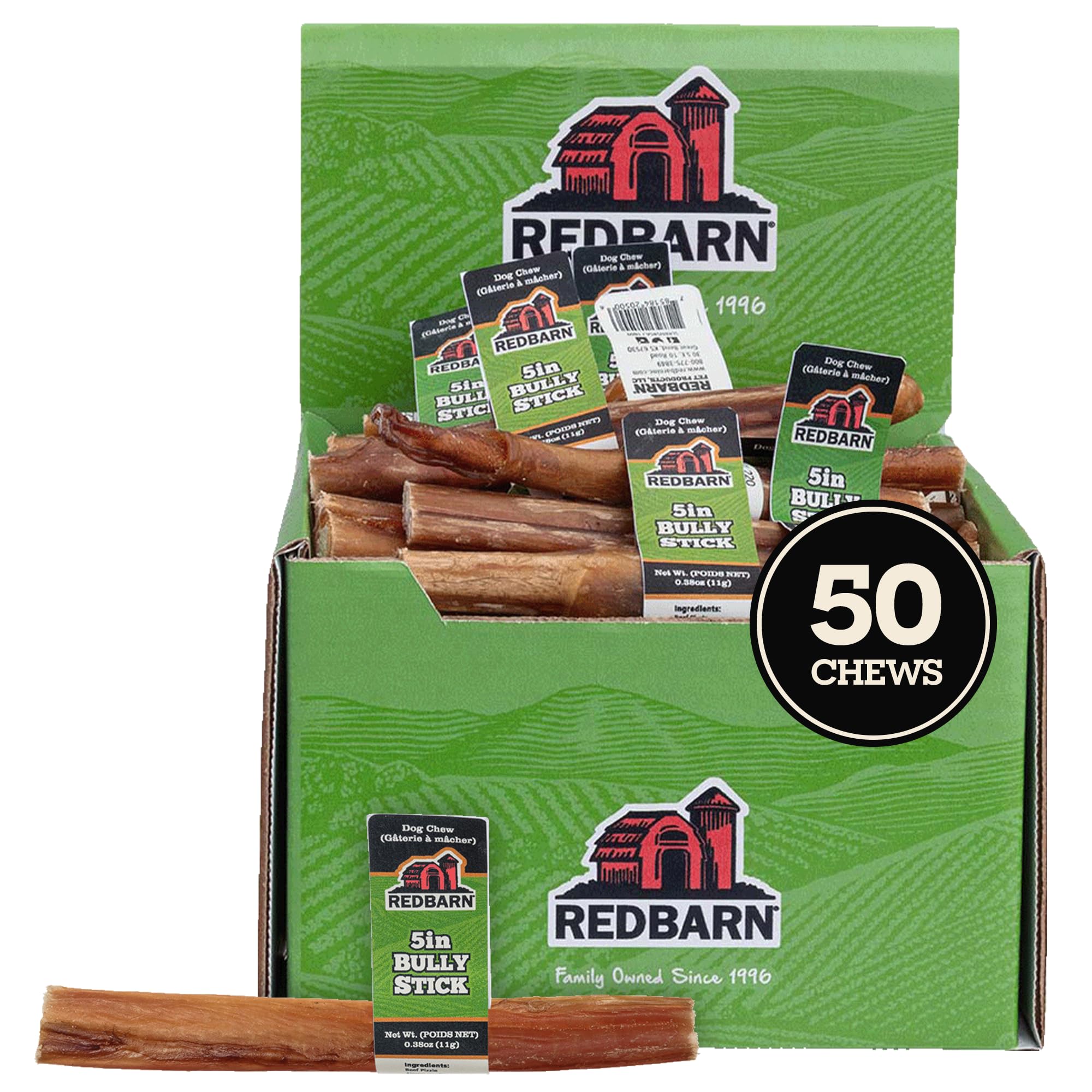 Redbarn palitos res 5 pulgadas, masticación duradera para perros