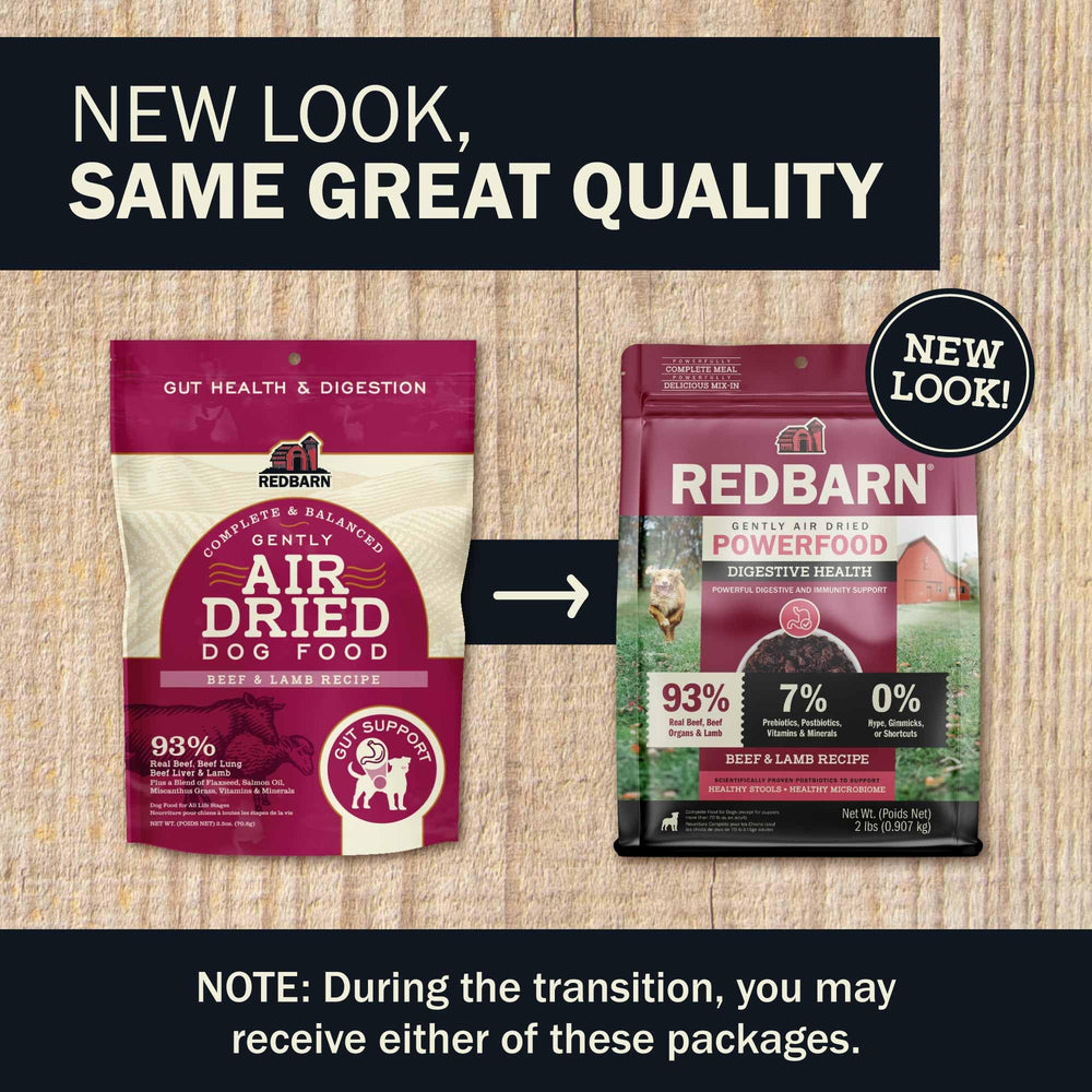 Redbarn Powerfood sin GMO para una nutrición transparente y natural.