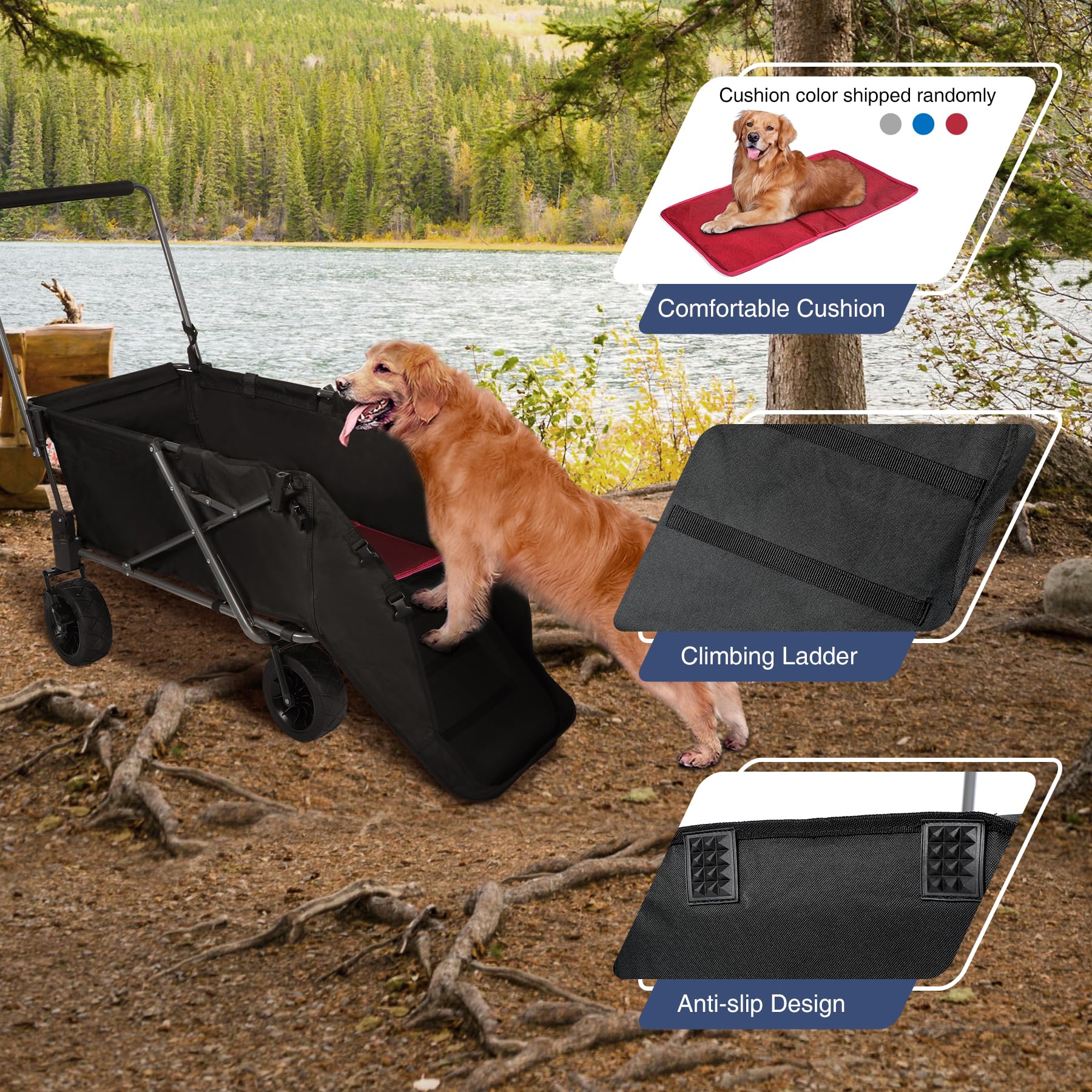 REDCAMP carrito mascota con ruedas todo terreno para transporte suave