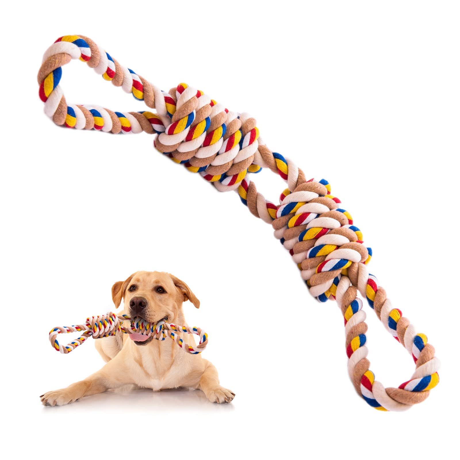 REFEVENO mordedor-cuerda para perros medianos, favorece masticación intensa