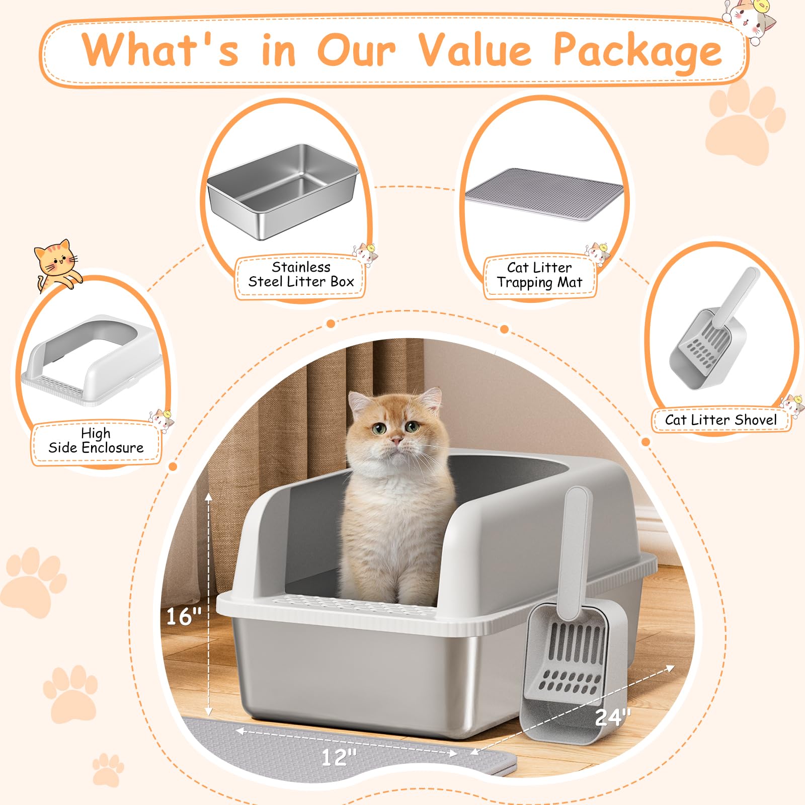 La caja de arena Refrze extra grande con tapa es ideal para varias mascotas