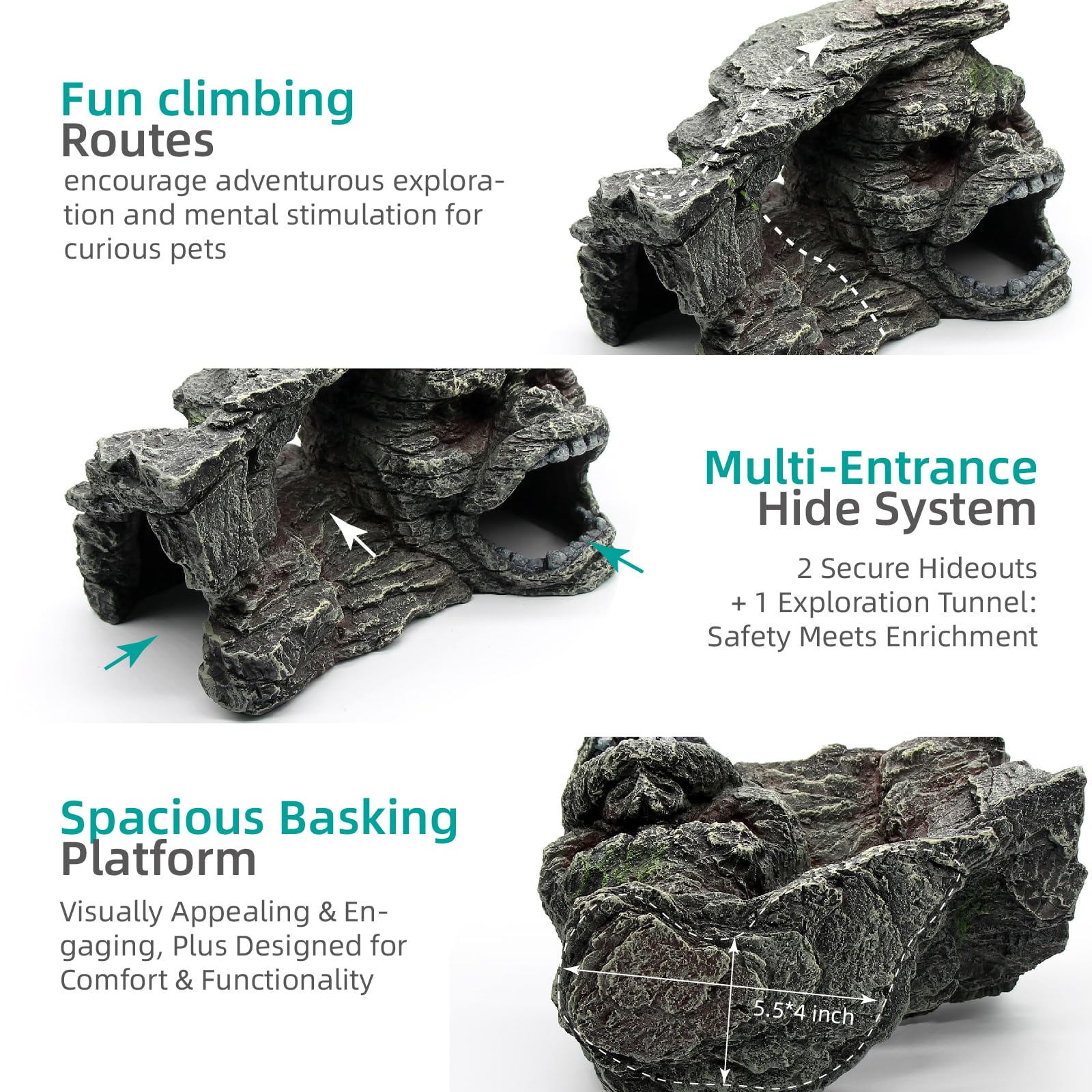 relaqcc reptiles-resina-segura-material: decoración duradera y segura para el hábitat.