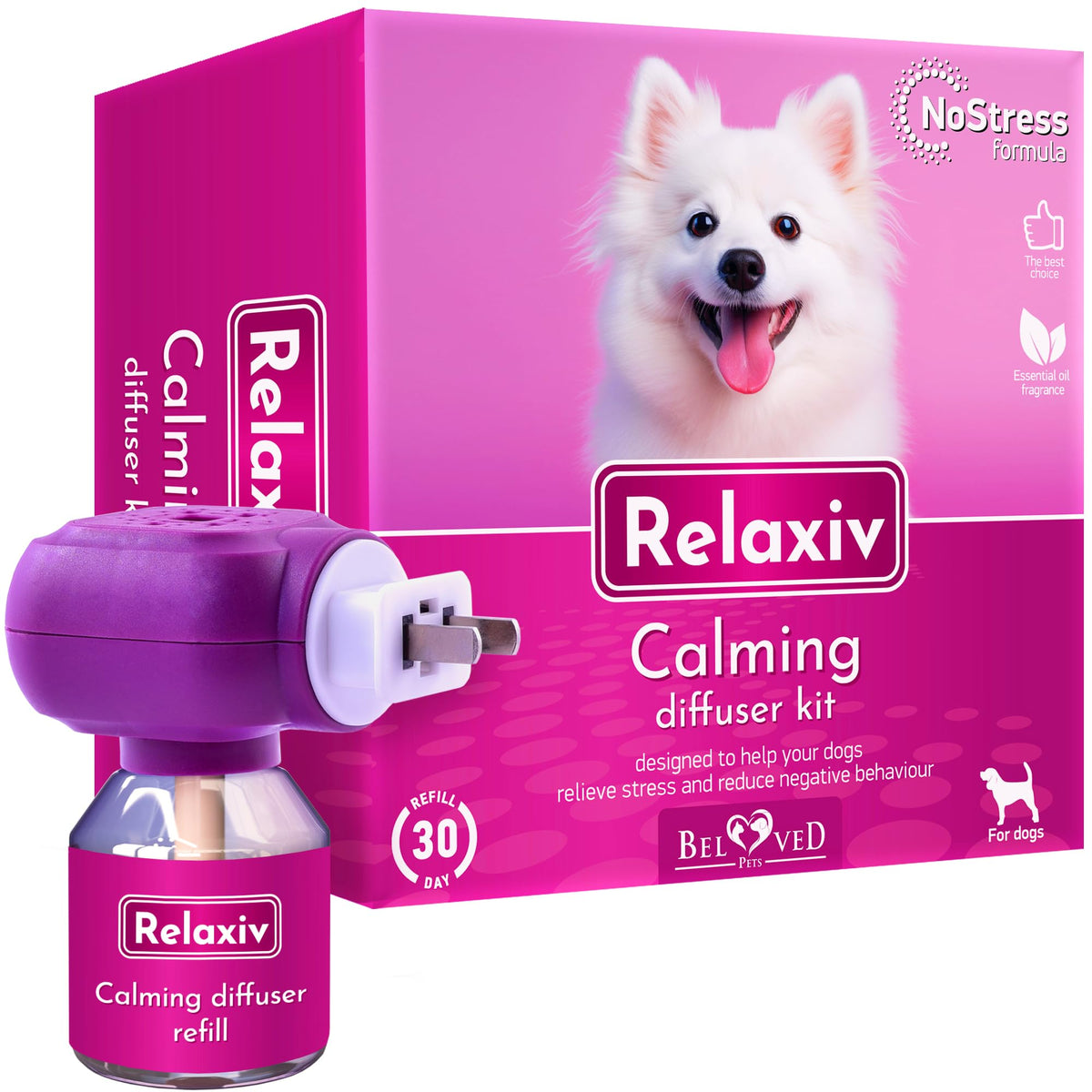 Difusor Relaxivet en sala, ambiente más tranquilo para perros.