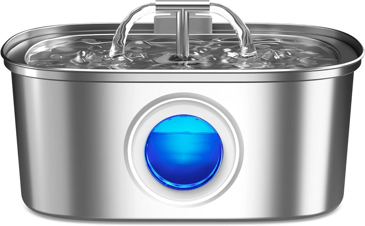 Rellaty fuente para gatos con ventana de nivel en acero inoxidable para vigilar el agua.