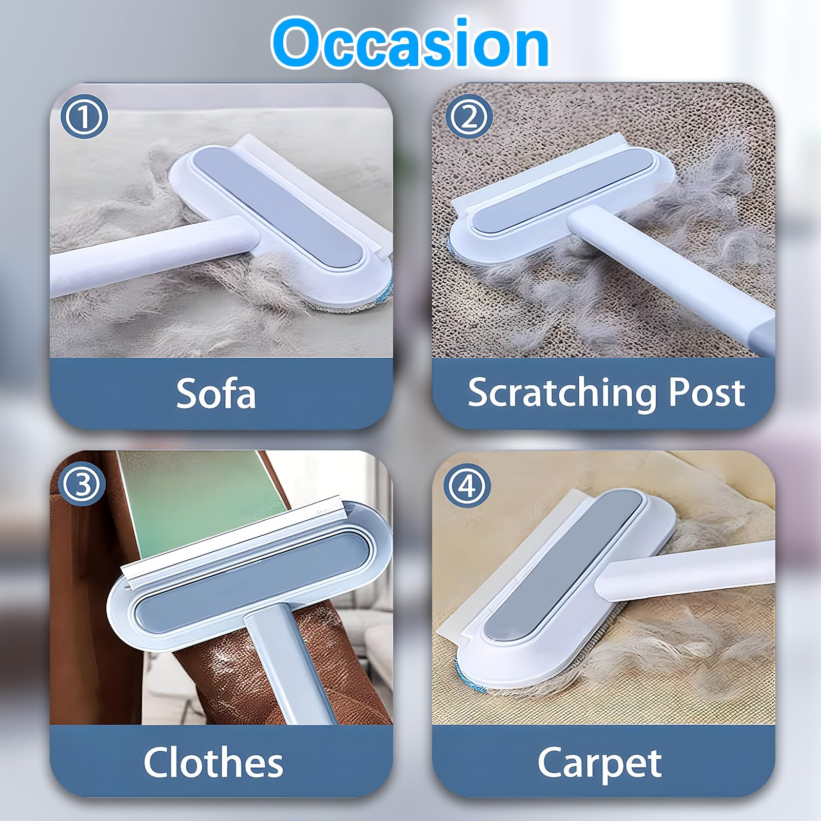 Remover Pelo de Mascotas: diseño compacto con gancho para almacenamiento.