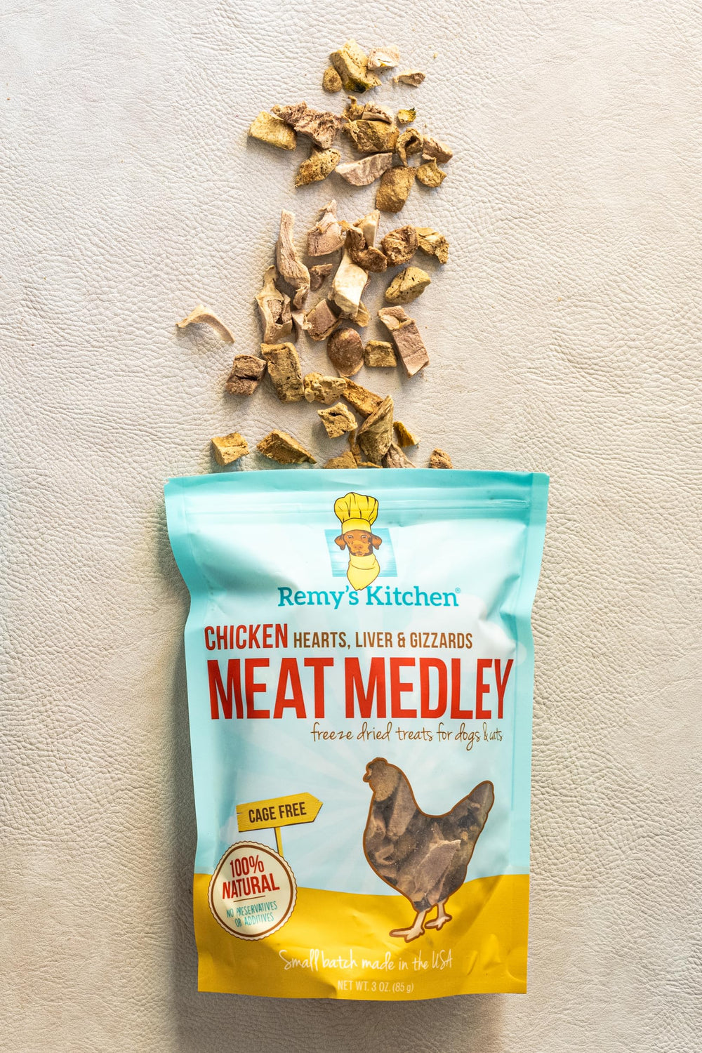 Remy’s Kitchen Meat Medley Higado-y-corazon-de-pollo, snack proteico para uso diario.