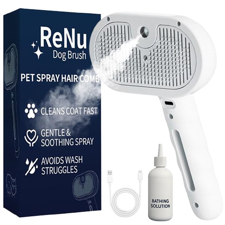 ReNu Dog Brush: 3 en 1 ducha de vapor para cepillado suave y eficaz