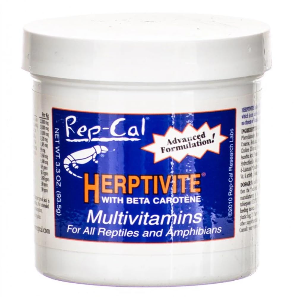 Rep-Cal Herptivite multivitamínico para reptiles, botella, potencia la salud general y bienestar diario.
