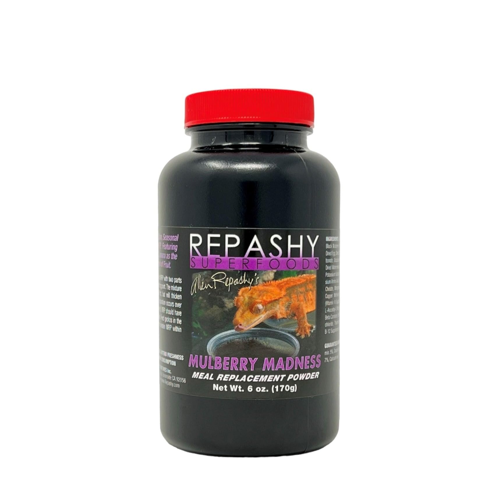 Repashy Dieta Crested Gecko Mulberry Madness, lata de 6 oz, apoyo nutricional diario para geckos crestados.