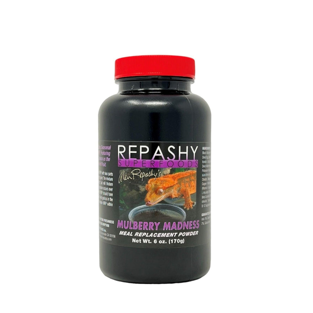 Repashy Dieta Crested Gecko Mulberry Madness, lata de 6 oz, apoyo nutricional diario para geckos crestados.
