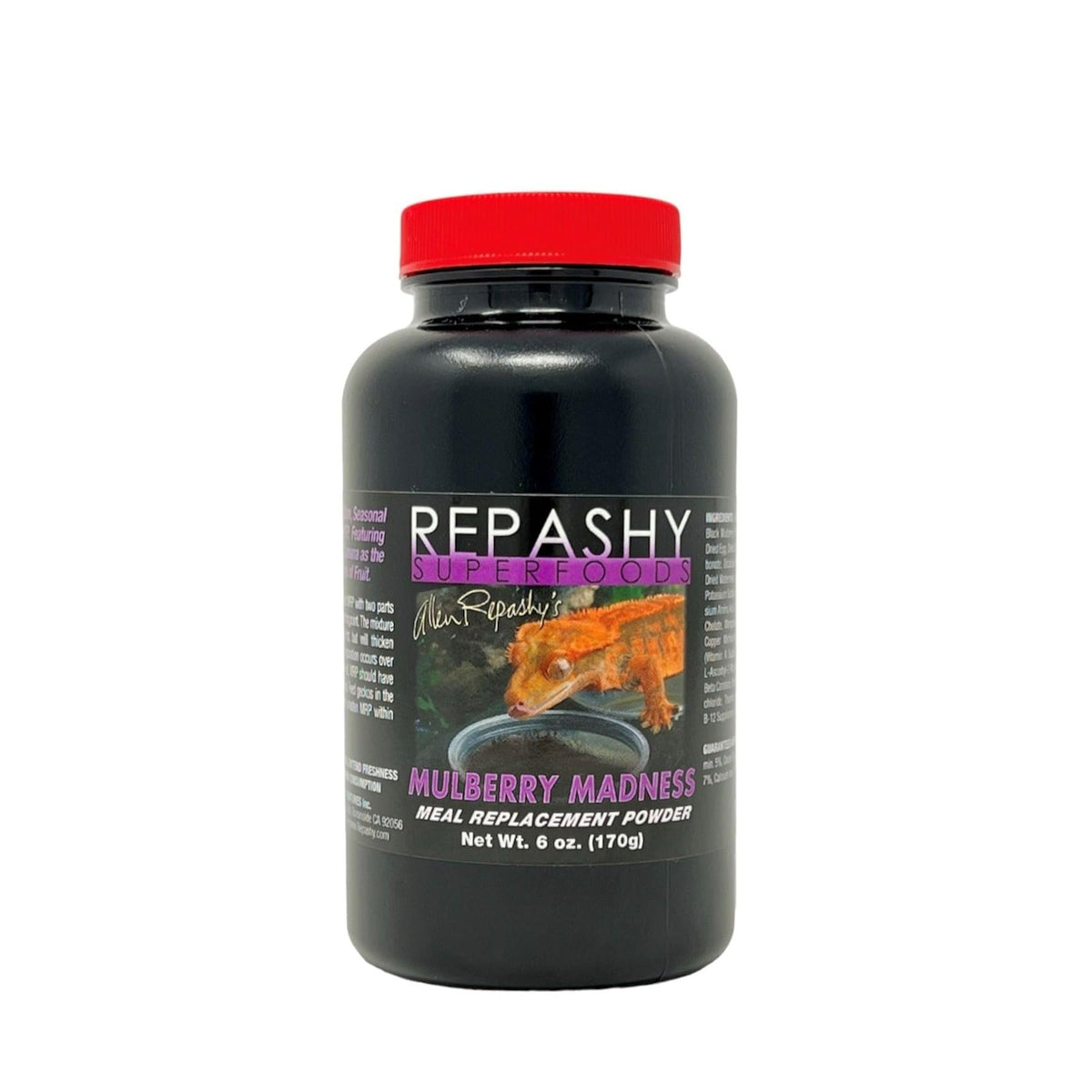 Repashy Dieta Crested Gecko Mulberry Madness, lata de 6 oz, apoyo nutricional diario para geckos crestados.